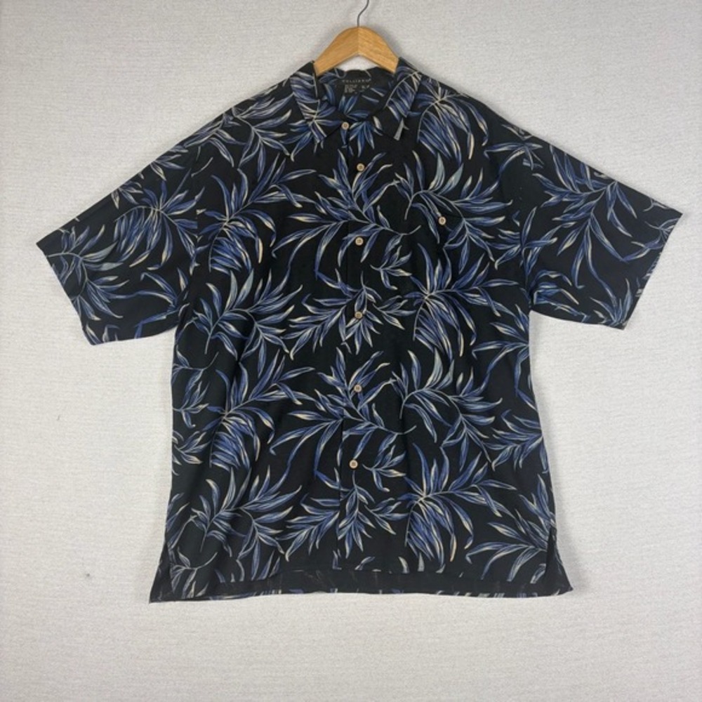 Vtg 90s Tulliano Aloha Shirt Mens XL Silk Short Sleeve Hawaiian Botanical Cabana